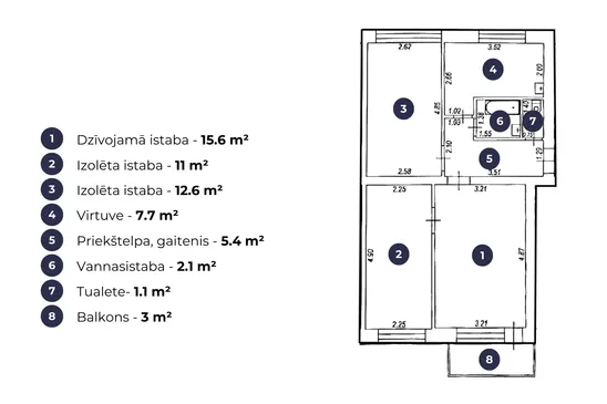 Pārdošanā 3 istabu dzīvoklis labā lokācijā ar mēbelēm iekļautām cenā.